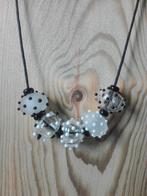 ketting met handgemaakte holle lampwork glaskralen, Verzenden, Nieuw, Zwart, Overige materialen