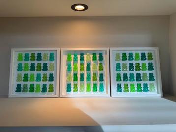 Paneel schilderij beren epoxy kunst modern groen 3 luik beschikbaar voor biedingen