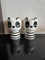 2 leuke schattige bloempotjes  panda dieren zgan, Rond, Ophalen of Verzenden, Zo goed als nieuw, Minder dan 25 cm