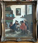 Olieverf Schilderij Heren aan Tafel - Biedermeier Revival, Ophalen of Verzenden
