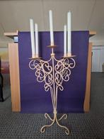 2 kandelaars brocante, Huis en Inrichting, Woonaccessoires | Kandelaars en Kaarsen, Ophalen, Gebruikt, 25 tot 50 cm, Beige