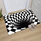 Geometrisch Gat Vloerkleed 3D Kleed Zwarte Witte Mat Diepte, Verzenden, Nieuw, Wit, Rechthoekig