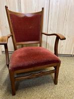 Vintage kasteelstoel jaren 60 stof, Huis en Inrichting, Fauteuils, Ophalen, Hout, Minder dan 50 cm, Gebruikt