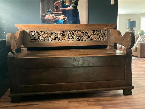 Originele teak balinese hand carved daybed bank, Huis en Inrichting, Overige Huis en Inrichting, Gebruikt, Ophalen