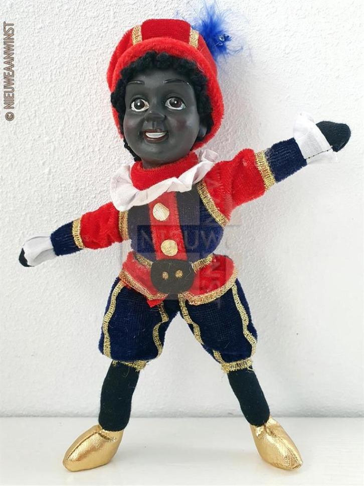 Authentieke etalage zwarte Piet pop - 20cm, rood/blauw, Diversen, Sinterklaas, Zo goed als nieuw, Verzenden