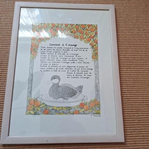 Poster recept canard  a l' Orange ingelijst, Huis en Inrichting, Woonaccessoires | Schilderijen, Tekeningen en Foto's, Foto of Poster