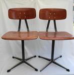 Paar 2 Vintage Kinderstoelen industrieel metaal SCHOOLSTOEL, Ophalen of Verzenden, Gebruikt, Stoel(en)