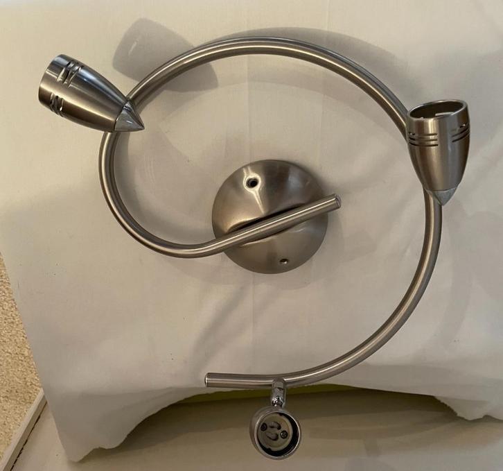 Zilverkleurige plafondlamp, 3 spots, Huis en Inrichting, Lampen | Plafondlampen, Zo goed als nieuw, Metaal, Ophalen of Verzenden