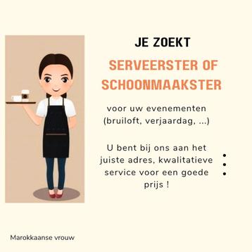 Schoonmaakster of serveerster beschikbaar voor biedingen