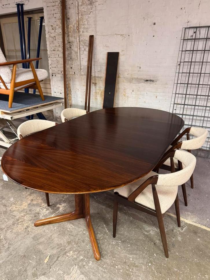 Vintage palissander eettafel verlengbaar, Huis en Inrichting, Tafels | Eettafels, Zo goed als nieuw, 100 tot 150 cm, 100 tot 150 cm