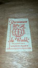 suikerzakje Hotel de Wereld Wageningen, Ophalen of Verzenden, Nederland