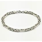 Zilverkleurige Stalen Heren Konings Armband Platte Schakels, Sieraden, Tassen en Uiterlijk, Armbanden, Staal, Birgitta-Gracht 33, 6465 EL Kerkrade, Nederland