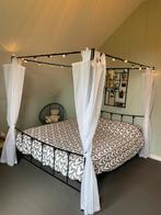 Hemelbed metaal 160x200 cm zwart, Huis en Inrichting, Zwart, Romantisch, Tweepersoons, Ophalen of Verzenden