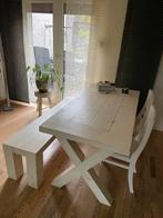 Robuust wit steigerhouten eetkamer, Minder dan 4 stoelen, Gebruikt, Ophalen