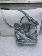 Leren werktas met vak voor laptop, Ophalen, Zo goed als nieuw, Blauw, Handtas