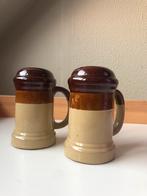 Vintage Vintage 3-Tone Brown Stoneware Zout & Peper stel, Ophalen of Verzenden