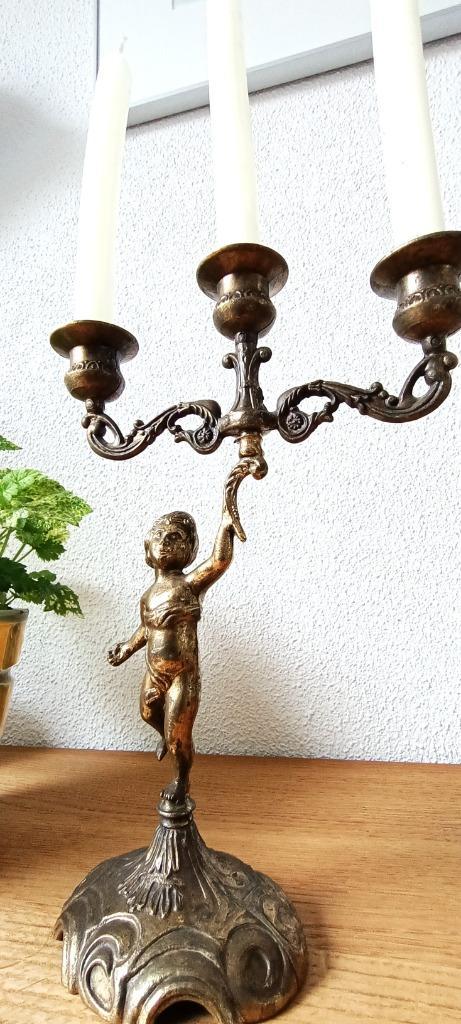 kandelaar - BROCANTE  Engel met kandelaar in de hand  70s, Antiek en Kunst, Antiek | Kandelaars, Overige materialen, Ophalen of Verzenden