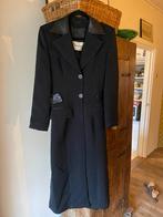 Chique én sexy: lange blazerjas met kalfsleren details., Zwart, Ophalen of Verzenden, Zo goed als nieuw, Maat 36 (S)