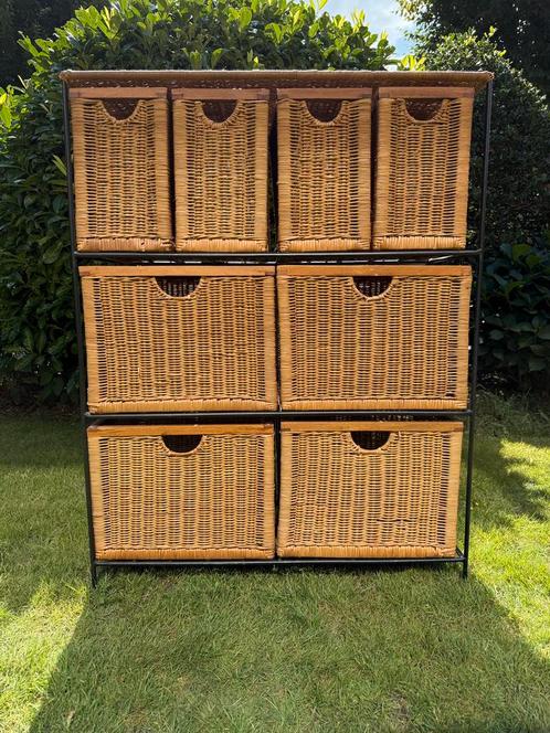 Rotan opbergkast met opberg manden, Huis en Inrichting, Kasten | Overige, Zo goed als nieuw, Ophalen