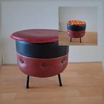 Vintage Poef /voetenbankje Jaren 70, Ophalen, Minder dan 50 cm, Gebruikt, Metaal