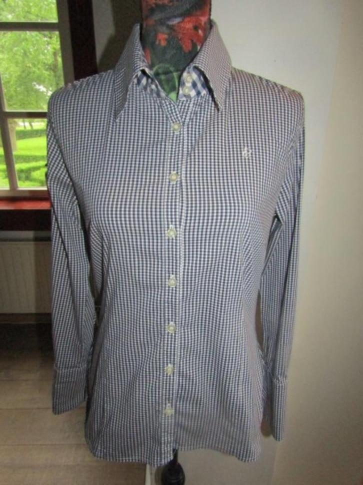 F666 Cane & Cane mt 40 blouse blauw wit ruit, Kleding | Dames, Blouses en Tunieken, Zo goed als nieuw, Maat 38/40 (M), Blauw, Verzenden