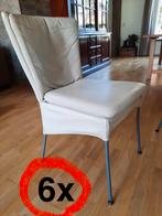 6 Witte Eetkamerstoelen - Oosterbeek, Huis en Inrichting, Ophalen, Gebruikt, Wit, Metaal