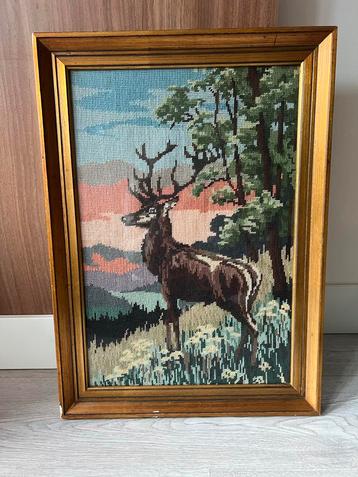 Vintage Houten Schilderij - Handgemaakt beschikbaar voor biedingen