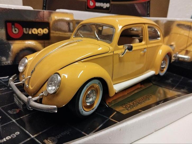 Volkswagen Kever Beetle geel 1967 Bburago metal 1:18 KRD, Hobby en Vrije tijd, Modelauto's | 1:18, Zo goed als nieuw, Auto, Bburago