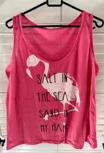 Zomer hemdje roze met opdruk, 44-XL, Verzenden, Maat 42/44 (L), Roze, Zonder mouw