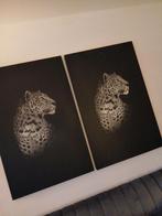 2 Luipaard canvas muurdecoratie, Huis en Inrichting, Woonaccessoires | Schilderijen, Tekeningen en Foto's, Ophalen, Zo goed als nieuw