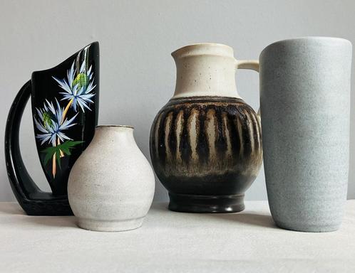 Strehla Keramik 9023 vintage vazen grijs zwart Grenoble MCM, Antiek en Kunst, Antiek | Keramiek en Aardewerk, Ophalen of Verzenden