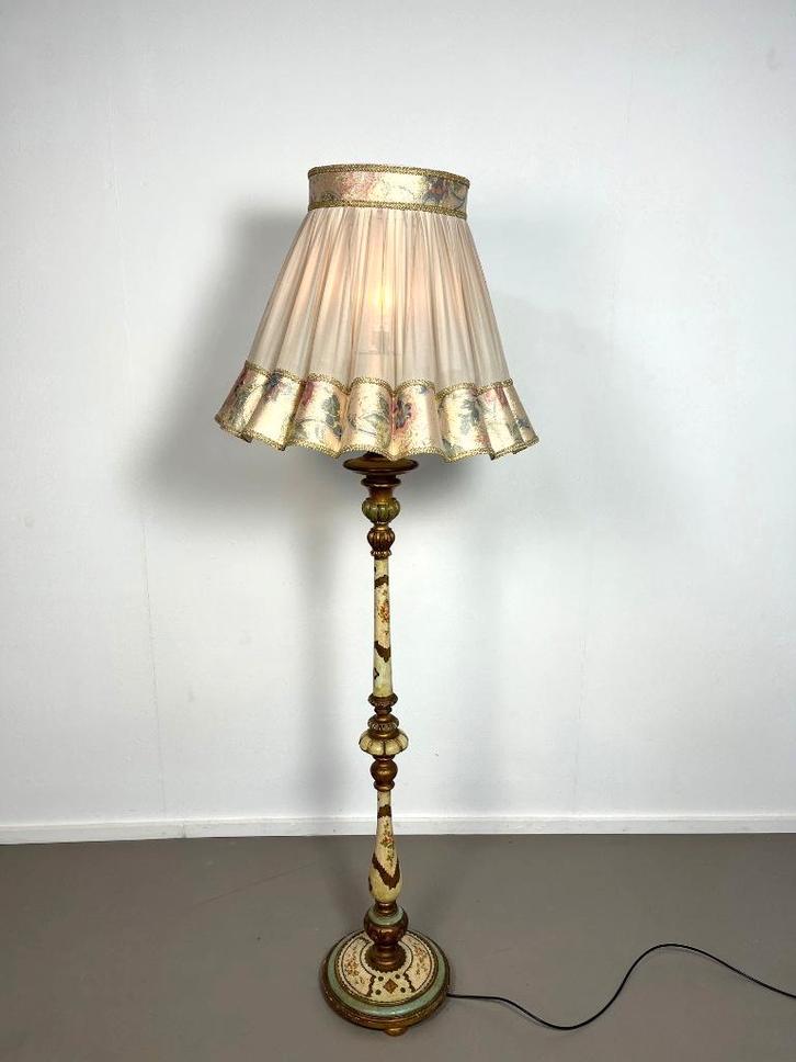Italiaanse, handgeschilderde Florentijnse vloerlamp 1950s, Huis en Inrichting, Lampen | Vloerlampen, Gebruikt, 150 tot 200 cm