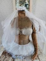 Bloemenkrans sluier wassen was bloemen wax parels oud, Ophalen of Verzenden