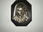 VINTAGE   MARIA BEELD OP ZWART HOUT 24 x 18   CM, Ophalen of Verzenden