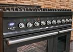 Luxe Fornuis Boretti 90 cm antraciet 6 pit 2 ovens 300 C, Witgoed en Apparatuur, 60 cm of meer, 5 kookzones of meer, Vrijstaand