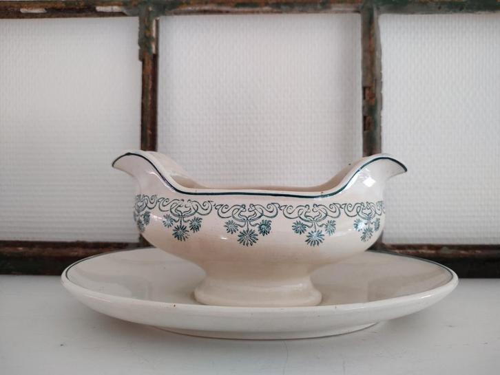 Vintage Sauskom met Schotel - Aardewerk, Huis en Inrichting, Keuken | Servies, Gebruikt, Overige typen, Overige stijlen, Aardewerk