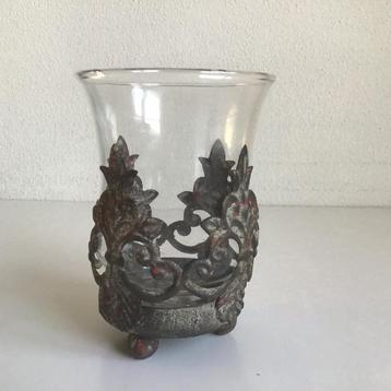 Klein windlicht metaal glas 10.5 cm beschikbaar voor biedingen