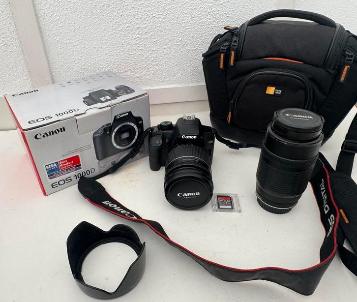 Canon Eos Body 1000D + Lenzen 28-200/70-210 + Case logic tas, Audio, Tv en Foto, Fotocamera's Digitaal, Gebruikt, Spiegelreflex