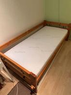1-persoons grenen bed  met Trendhopper matras, Ophalen, Gebruikt, Eenpersoons, Bruin