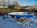 nette polyester boot met Suzuki 4pk, trailer en bijbehoren, Watersport en Boten, Ophalen, Minder dan 10 pk, Tot 6 meter, Buitenboordmotor