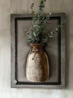 Kalkdoek met nepalpot, wandpaneel met houten kruik, Landelijk by Suus, Nieuw, Landelijkbysuus@gmail.com, Meidoornlaan Roosendaal