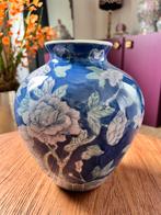 Mooie vintage Chinese bolvaas blauw met roze bloemen, Verzenden