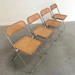 4x jaren 60 Castelli Plia klapstoelen rotan vintage, Ophalen, Vier, Riet of Rotan, Gebruikt