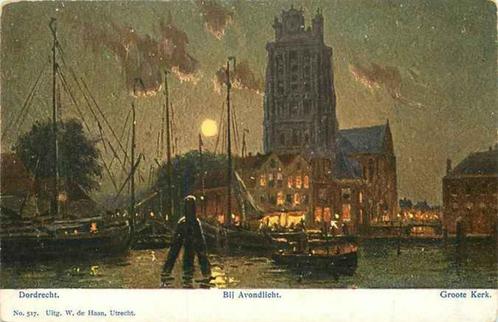 (301-170-013) Dordrecht Bij avondlicht, Verzamelen, Ansichtkaarten | Nederland, Zuid-Holland, Voor 1920, Verzenden
