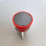 1x Leolux TamTam Bijzettafel/Kruk Rood Leer - Chroom, Huis en Inrichting, Niet ingevuld, Minder dan 55 cm, Ophalen of Verzenden