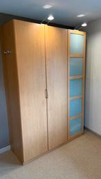 Ruime kledingkast. 220x150x58. Kersenhout kleur met melkglas, Ophalen, Gebruikt, 200 cm of meer, 150 tot 200 cm