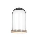 Glazen stolp op houten plateau – Ø15/17,5 cm, hoogte 25cm, Huis en Inrichting, Woonaccessoires | Stolpen, Ophalen, Nieuw