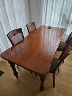 Mahonie houten eettafel met 6 stoelen, Huis en Inrichting, Tafels | Eettafels, 50 tot 100 cm, 150 tot 200 cm, Gebruikt, Rechthoekig