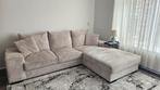 Hoekbank rechts beige ribstof 278x199x95cm, Ophalen, Gebruikt, Driepersoons