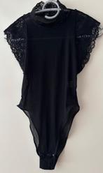 Bodystocking met kanten col en -mouwtjes - S - zwart -nieuw, Ophalen of Verzenden, Nieuw, Zwart, Korte mouw